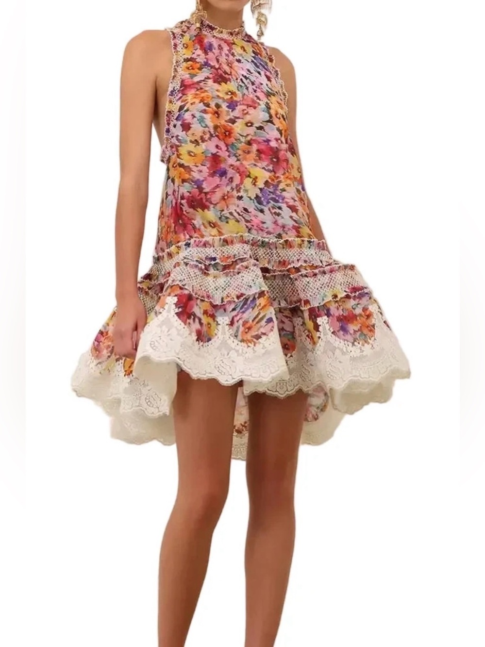 Zimmermann Luna Shirred Silk & Linen Organza Lantern Dress